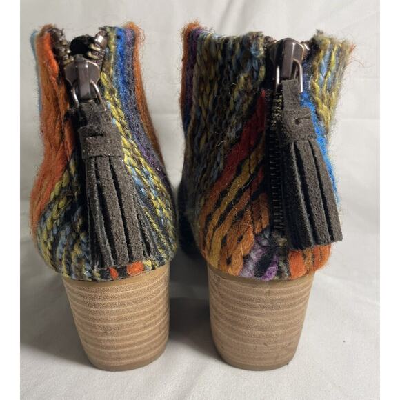 Toms Leila Chocolate Suede & Multicolor Yarn Bootie Mixed Textile Bootie Sz 7.5 - Picture 4 of 9